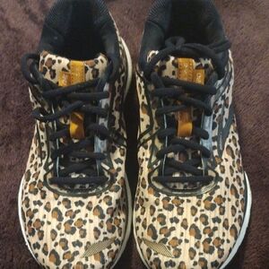 Brooks Ladies Leopard Print Sneakers with Black Accents